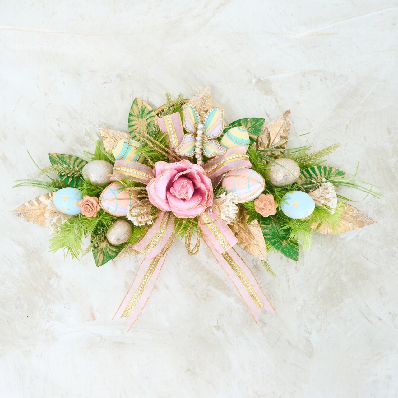 Easter Pastel Floral Swag - Easter Spring Handcrafted Decorations - Final sale / Non-returnable and Non-refundable